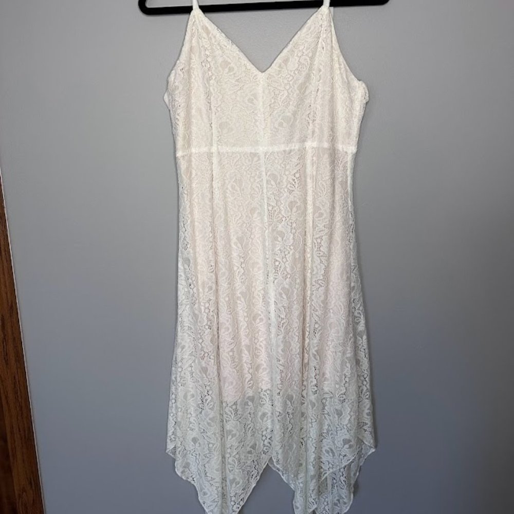 Speechless Asymmetrical Ivory Lace dress, size Large (juniors).